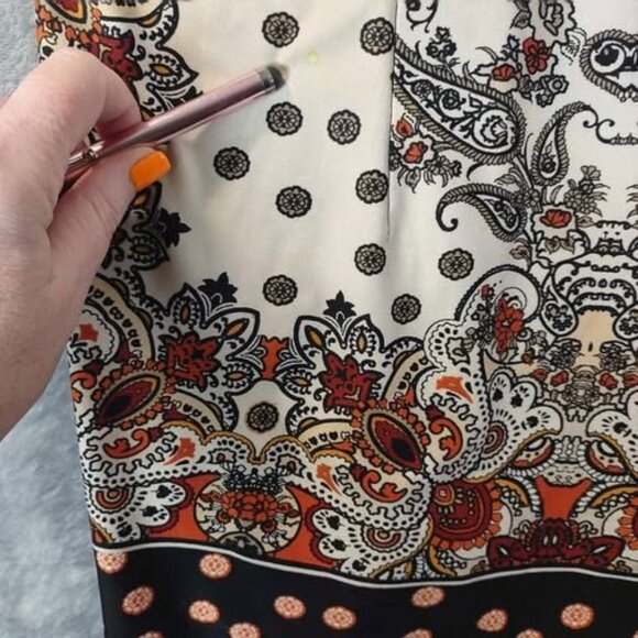 Melissa Paige Women Boho Tunic Top M Paisley Dot Bell Sleeve Stretch Retro - Picture 5 of 11